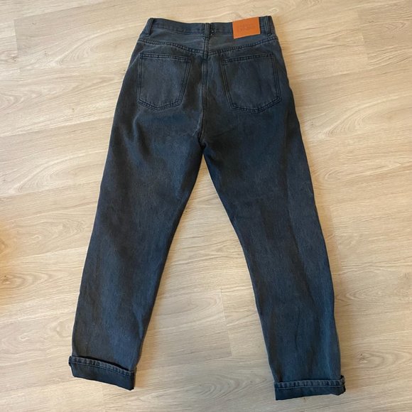 Princess Polly Holly Asymmetric Straight Leg Jean Black Denim - Picture 4 of 5